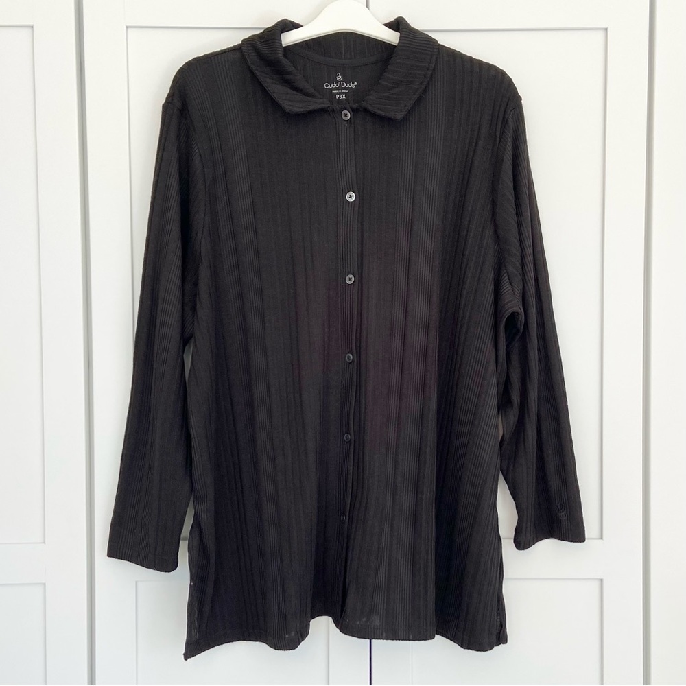 Cuddle Duds Button Up Black Cardigan 3XP